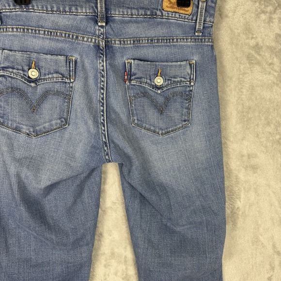 Levi's 529 Womens 8 M Curvy Boot Cut Blue Jeans Distressed Stretch Denim - Picture 8 of 13